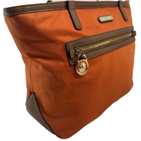 MICHAEL‎ Kors Shoulder Bag Kempton Orange Brown Leather Tote NWOT